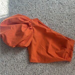 SHEIN Orange One-Shoulder Crop Top